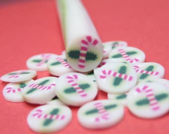 Candy cane polymer clay holiday kawaii Christmas uncut 1pc for miniature sweets decoden and nail art supplies