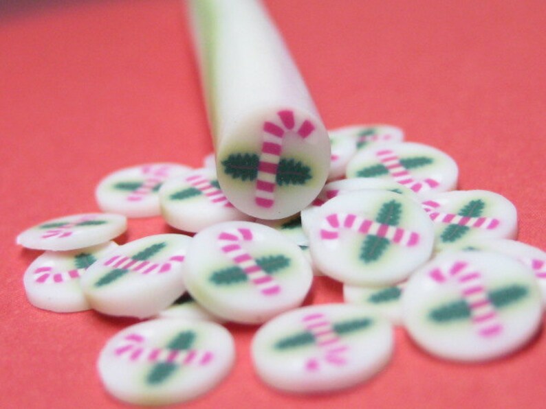 Candy cane polymer clay holiday kawaii Christmas uncut 1pc for miniature sweets decoden and nail art supplies image 1