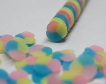 Pastel twist polymer clay cane pink blue yellow swirl candy 1pc uncut 4mm diameter for miniature foods decoden kawaii nail art Easter