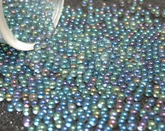 glass microbeads Black Opal iridescent micro marbles caviar no hole beads 1.5mm to 2mm miniature tiny balls translucent undrilled