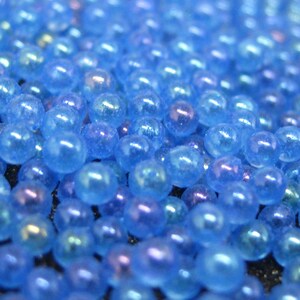 2mm glow in the dark micro marbles, blue iridescent glass microbeads, dollhouse miniature fairy garden decoration, AB resin filler pieces image 5