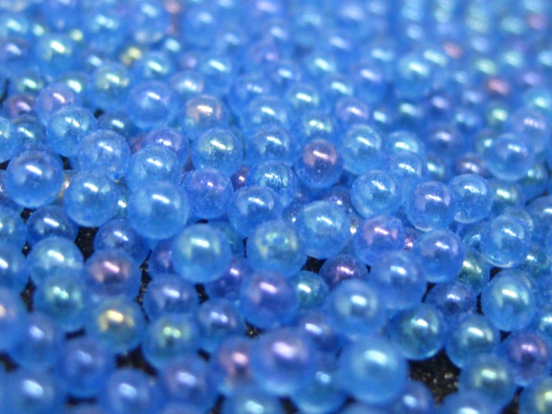 2mm glow in the dark micro marbles, blue iridescent glass microbeads, dollhouse miniature fairy garden decoration, AB resin filler pieces image 5