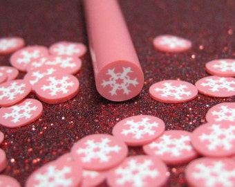 Winter polymer clay cane snowflake white on red 1pcs for miniature foods decoden and nail art supplies