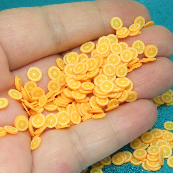 Orange polymer clay slices fruit cane miniature dollhouse food citrus kawaii nail art decoden pieces fimo slime supplies confetti scatter