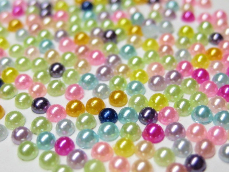 tiny faux pearls assorted 2mm flat back cabochons 350pcs for nail art scrapbooking cell phone deco jewelry and kawaii projects image 2