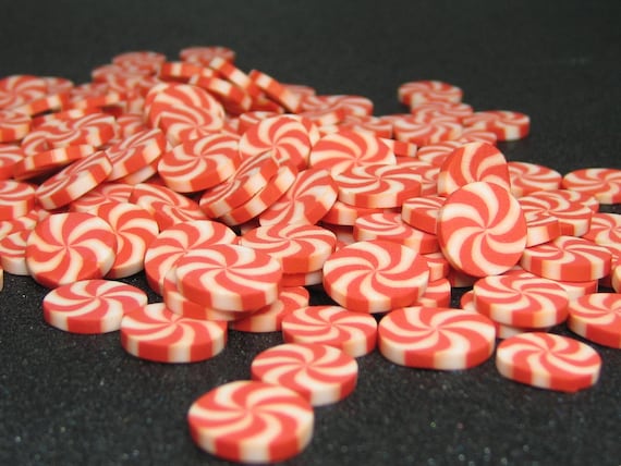 Mini Red, Green, & White Peppermint Candy Beads - Approx 50 pieces