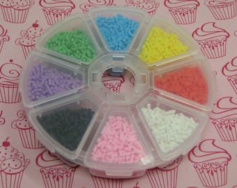polyer lay sprinkles, fake rainbow jiies wheel, 8 olors slie i ins resin filler, party table satter confetti, kawaii sweet andy piees
