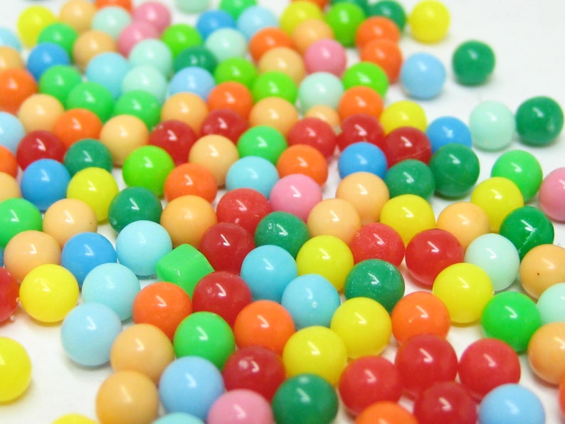 Rainbow Fake Gumballs 4mm Acrylic Candy Balls Faux Sprinkles Etsy