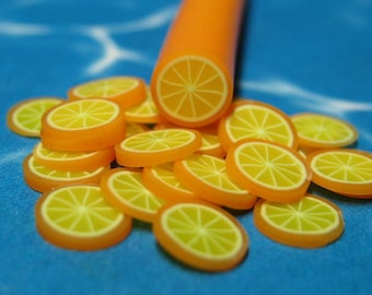 Polymer clay cane fruit 1pc uncut orange for miniature dessert foods decoden and nail art supplies 4mm-6mm