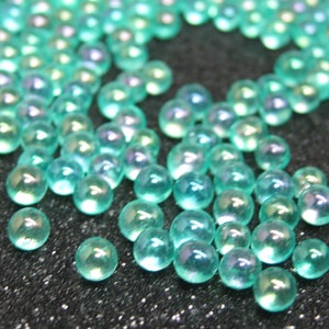 3-3.5mm micro marbles, icy turquoise iridescent glass beads without hole, micro miniature fairy decorations, resin filler, decoden pieces