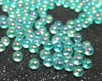 3-3.5mm micro marbles, icy turquoise iridescent glass beads without hole, micro miniature fairy decorations, resin filler, decoden pieces