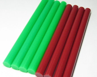 10pc hot glue sticks holiday red and green opaque for christmas crafting