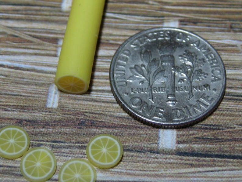 Lemon polymer clay fruit cane 1pcs for miniature foods decoden and nail art supplies uncut DIY image 3