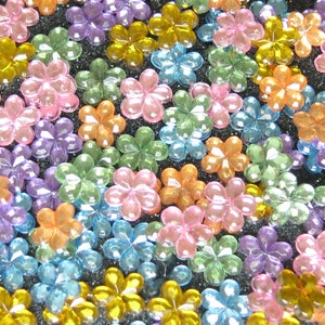 6mm Pastels rhinestones flowers gems flat backed acrylic 25 pcs mixed kawaii nail art deco cell phone decoden flatbacked embellishment image 1