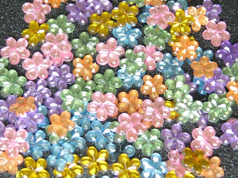 6mm Pastels rhinestones flowers gems flat backed acrylic 25 pcs mixed kawaii nail art deco cell phone decoden flatbacked embellishment image 1