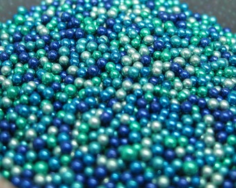 micro marbles / kawaii sprinkles 1mm blue half ounce / 14 grams glass microbeads caviar micro beads decoden miniature Supplies