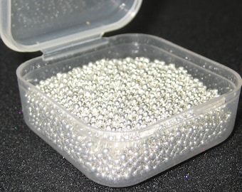Silver microbeads 1mm - 1.5mm metallic marbles miniature glass micro beads no hole caviar kawaii sprinkles decoden fake dragees  DIY