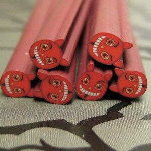 Lil Devil Polymer clay cane uncut 1pc for kawaii deco decoden and nail deco supplies image 4