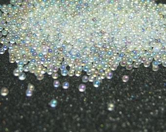 Iridescent micro marbles 1mm -1.5mm glass microbead, tiny miniature bubbles, kawaii fake sprinkles, clear AB opal