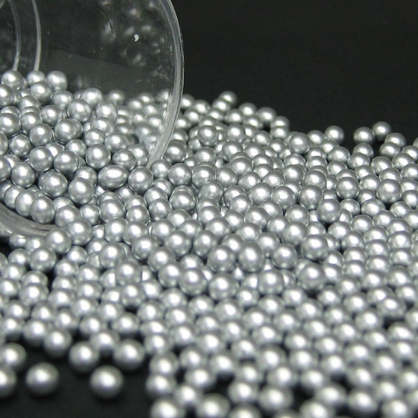 2.5mm tiny glass marbles silver metallic balls microbeads undrilled 14grams miniature deco kawaii over 350 pieces