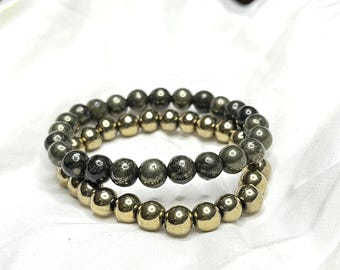 Gyllene pyritarmband - Naturstensmycken, skydd och överflöd