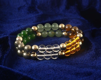 Citrin, Pyrit, Grüner Aventurin – Reichtum & Fülle Kristallschmuck