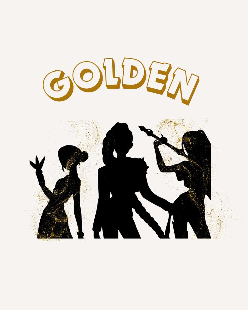K Pop Demon Hunter GOLDEN Print - Rumi, Mira, Zoey Silhouette - Digital