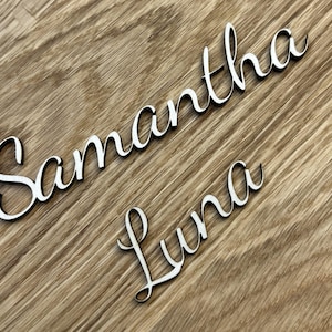 Platzkärtchen Schriftzug Holz / Hochzeit / Taufe / Geburtstag / Weihnachten / Feste l Personalisierte Tischdekoration