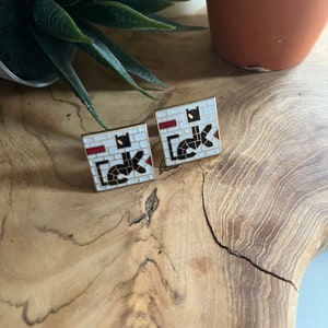 Mid Century Modern Cat Mosaic Cuff Links