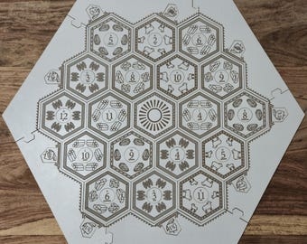 White - Base 2-6 player - Settlers of Catan game board - Laser cut, 3mm wooden tiles.