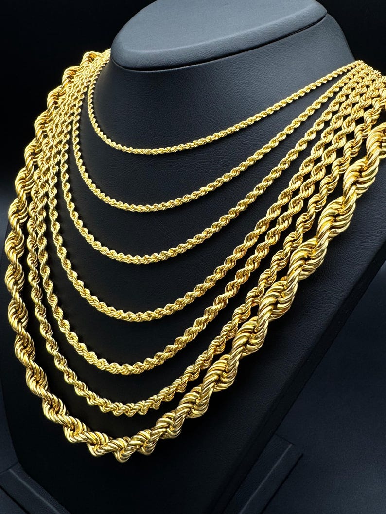 Reflector Rope Chain Solid 14K Gold Rope Chain Necklace: Tarnish Resistant, Waterproof - Etsy