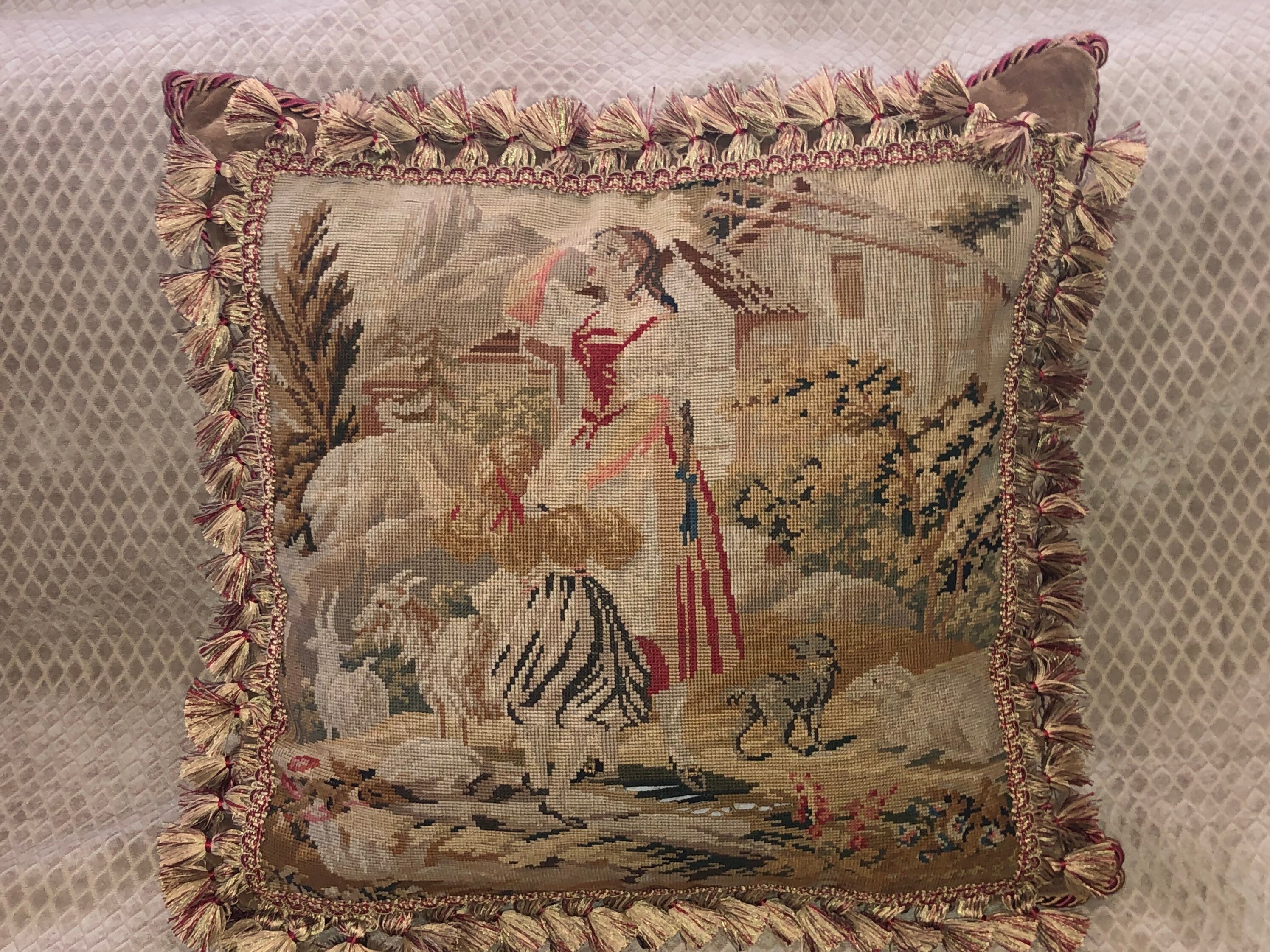 Pair of 19th century needlepoint pillows for sale online