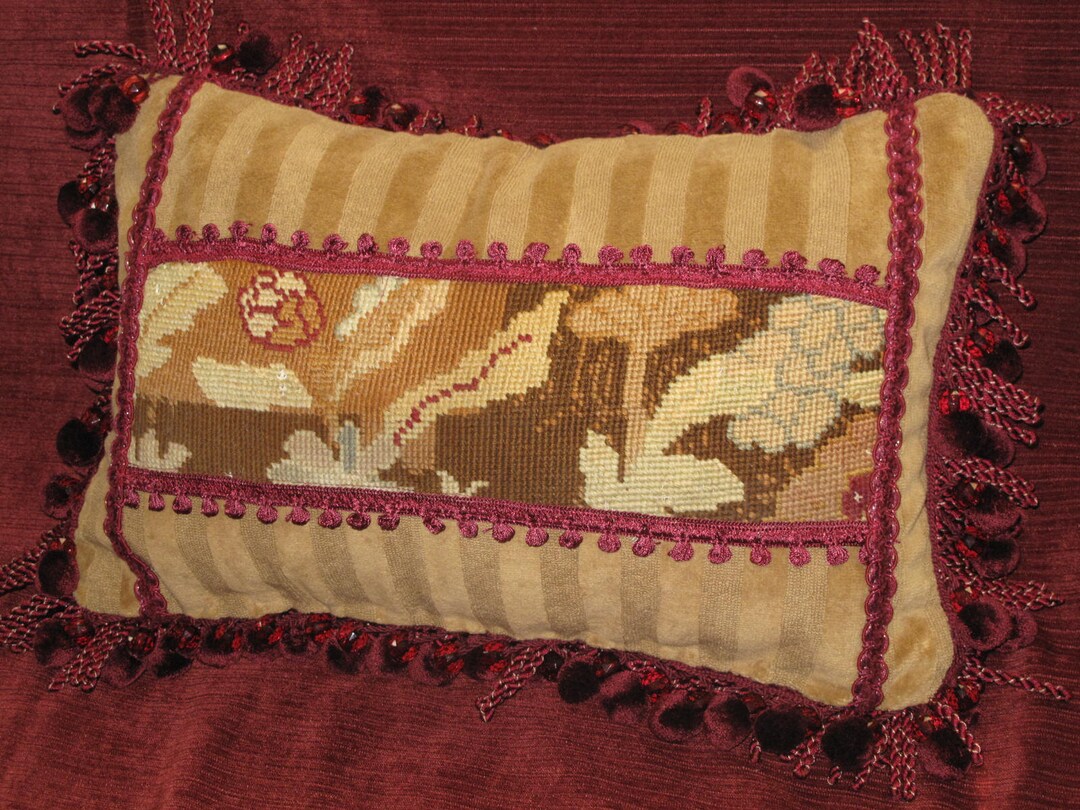 Antique 19th C Hand Stitched Needlepoint Tapestry Lumbar Etsy