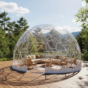 Clear Garden Dome Tent Outdoor Bubble House Waterproof Patio Gazebo Greenhouse Dome with Lights