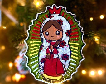 Odświeżacz powietrza do samochodu Virgen de Guadalupe – Religijny odświeżacz powietrza do samochodu – Duchowa dekoracja samochodu – Prezent dla niej