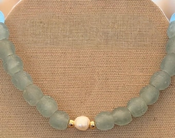 Aqua Sea Glass Necklace