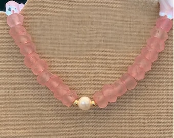 Pink Sea Glass Necklace