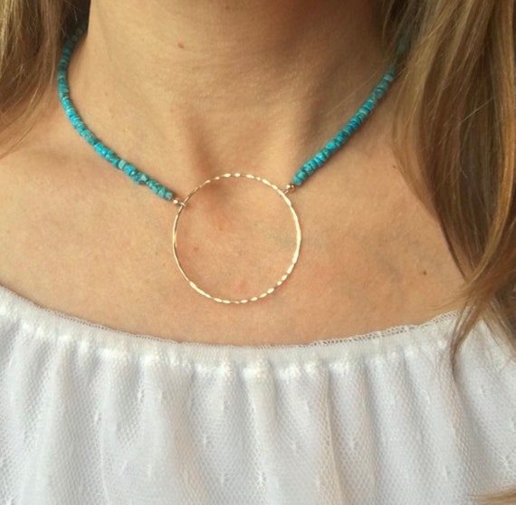 Turquoise Heishi Bead Circle Necklace