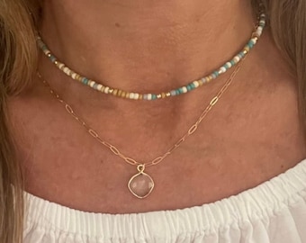 Beaded necklace with gold filled beads