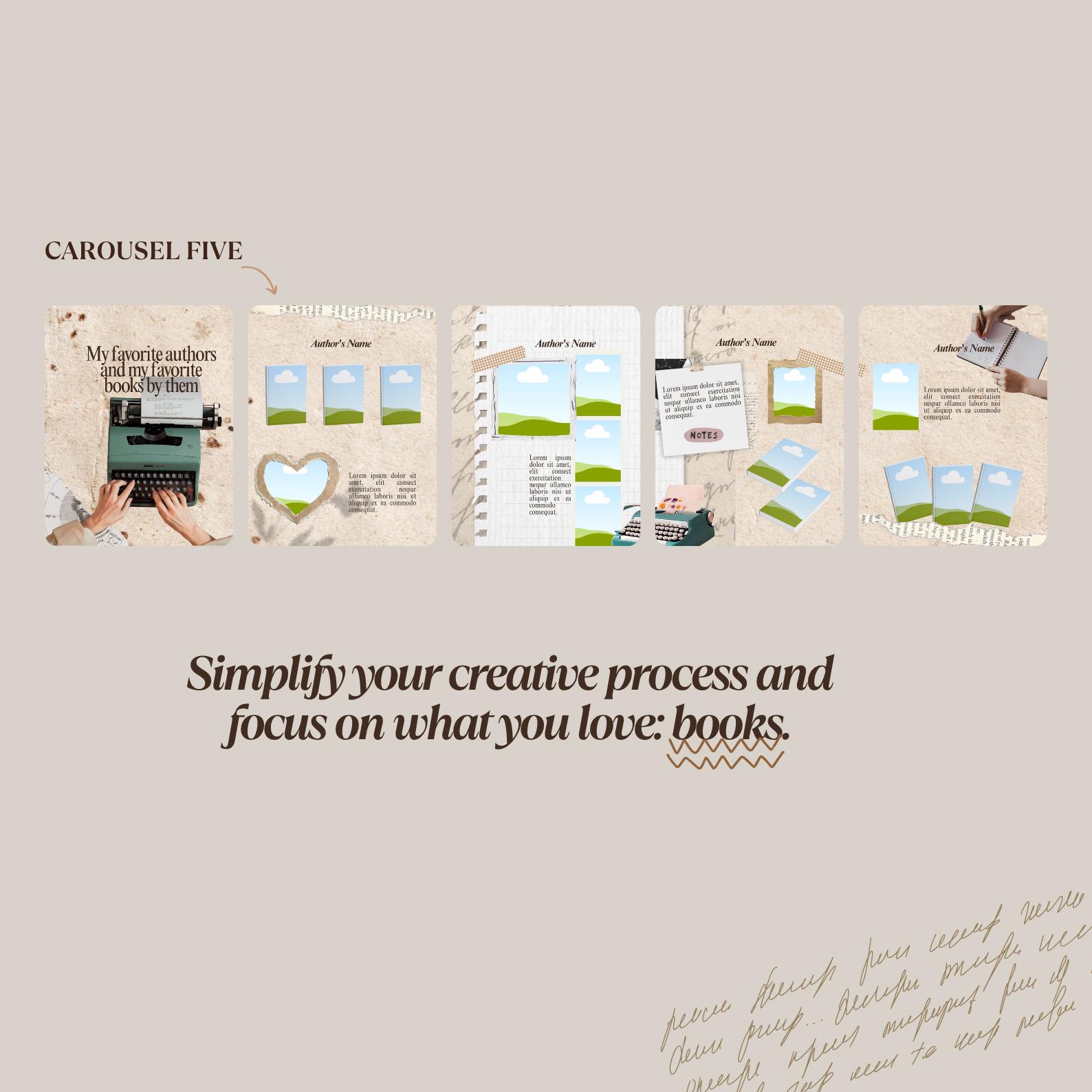 Bookstagram Seamless Carousels Template Trendy Bookish Posts Scrapbook ...