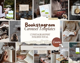 Cozy Bookstagram Canva template for book lovers, authors, and book influencers (Digital Download)