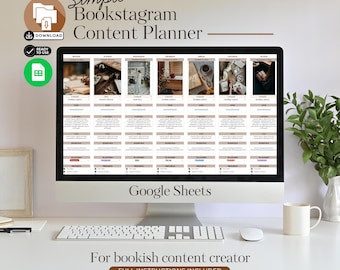 Bookstagram Content Planner, Monthly Calendar Template (Google Sheets)