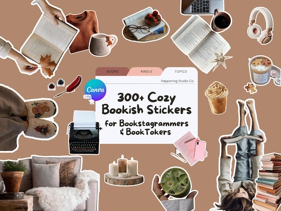300+ Cozy Bookstagram Stickers: Canva BookTok Theme (Digital Download)