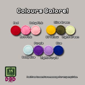 May include: A collection of colorful, round objects in various shades, including red, pink, yellow, green, blue, and purple. The text "Colours Galore!" is displayed at the top. The image also includes the text "Feel Free to send us a message for any enquiries."