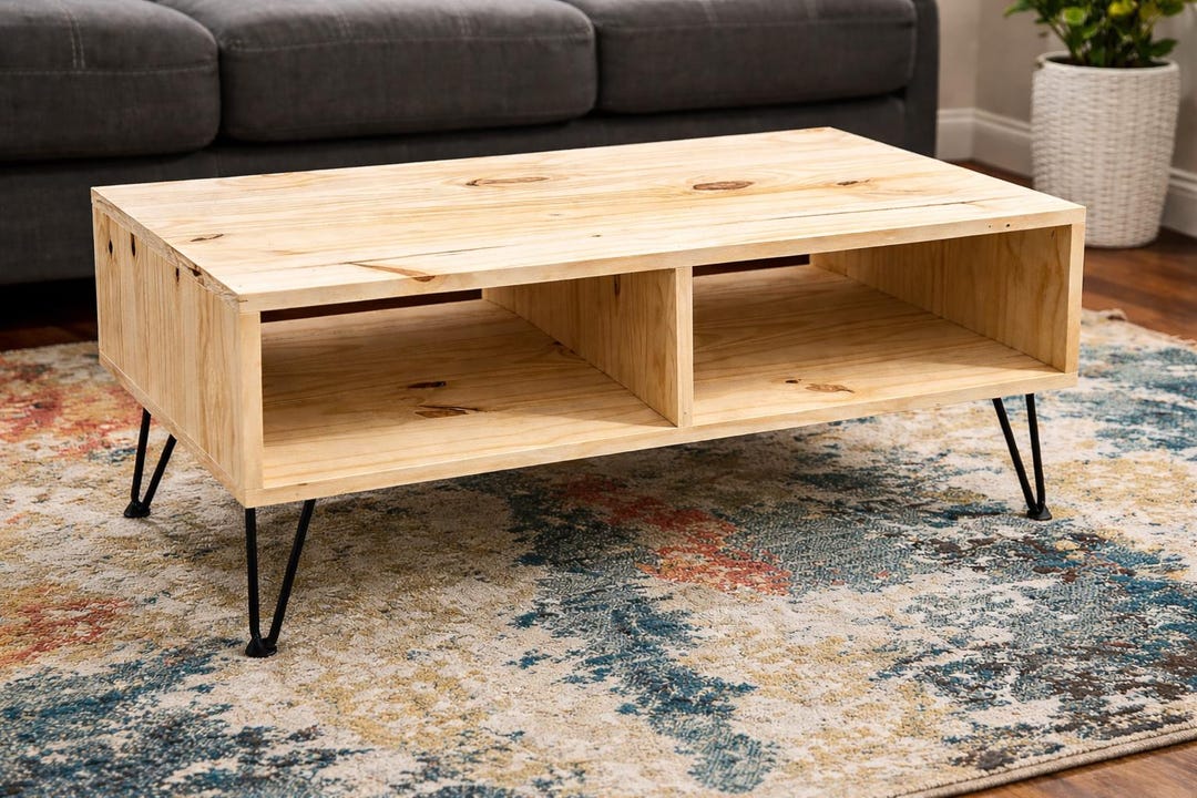 Solid Wood Coffee Table With Storage - Etsy