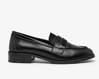Black Leather Loafers – Handmade Women’s Classic Shoes by Emmy Blare