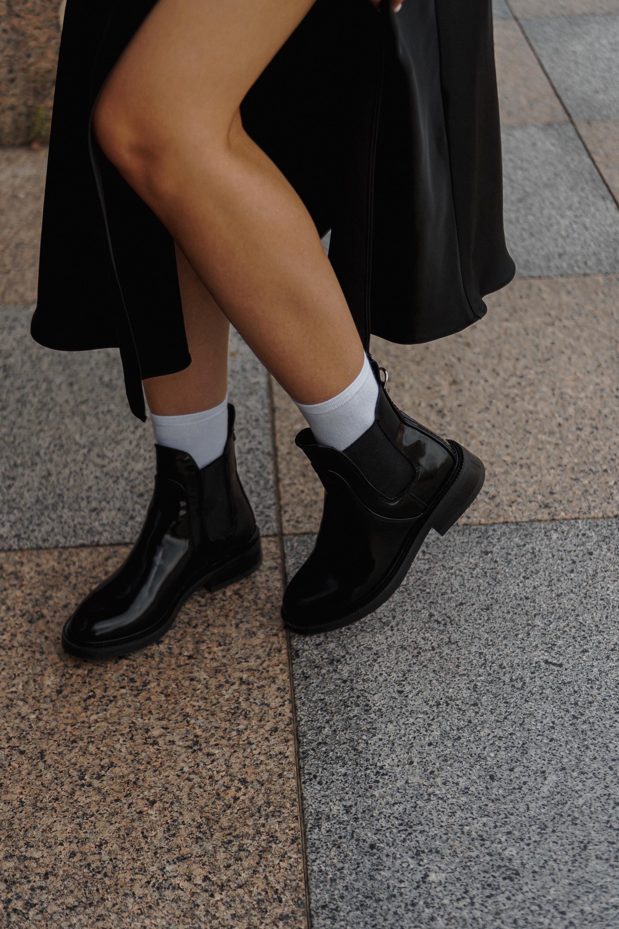 wide fit dress boots Tabitha Knee High Boots in Black Leather