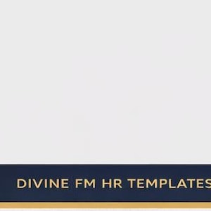 May include: A navy blue banner with the text "DIVINE FM HR TEMPLATES" in gold lettering. The banner has a gold border and is set against a white background.