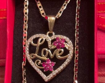 14K Gold Filled Cubic Zirconia Heart Necklace