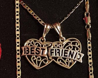 Tri-Tone 14K Gold Filled Friend Heart Necklace